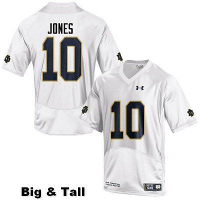 Notre Dame Fighting Irish Men's Alize Jones #10 White Under Armour Authentic Stitched Big & Tall College NCAA Football Jersey HXY1699OG